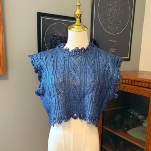 Zara Blue Cable Knit Sweater Small NWT